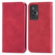 Custodia Portafoglio In Pelle Cover con Supporto S04D per Vivo X70t Rosso