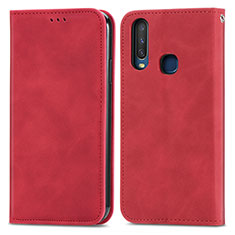 Custodia Portafoglio In Pelle Cover con Supporto S04D per Vivo Y12 Rosso