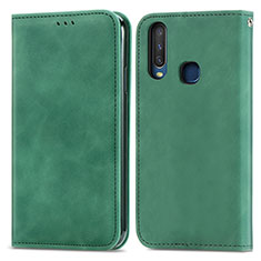 Custodia Portafoglio In Pelle Cover con Supporto S04D per Vivo Y12 Verde