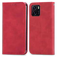 Custodia Portafoglio In Pelle Cover con Supporto S04D per Vivo Y15S Rosso