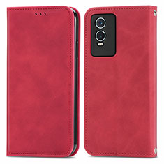 Custodia Portafoglio In Pelle Cover con Supporto S04D per Vivo Y74s 5G Rosso