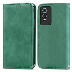 Custodia Portafoglio In Pelle Cover con Supporto S04D per Vivo Y74s 5G Verde