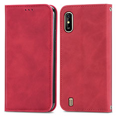 Custodia Portafoglio In Pelle Cover con Supporto S04D per Wiko Y81 Rosso