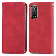 Custodia Portafoglio In Pelle Cover con Supporto S04D per Xiaomi Mi 10T Pro 5G Rosso
