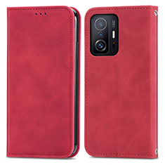 Custodia Portafoglio In Pelle Cover con Supporto S04D per Xiaomi Mi 11T 5G Rosso