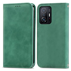 Custodia Portafoglio In Pelle Cover con Supporto S04D per Xiaomi Mi 11T 5G Verde