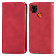 Custodia Portafoglio In Pelle Cover con Supporto S04D per Xiaomi POCO C3 Rosso