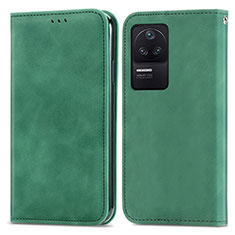 Custodia Portafoglio In Pelle Cover con Supporto S04D per Xiaomi Poco F4 5G Verde