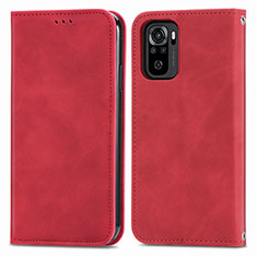 Custodia Portafoglio In Pelle Cover con Supporto S04D per Xiaomi Poco M5S Rosso