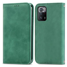 Custodia Portafoglio In Pelle Cover con Supporto S04D per Xiaomi Poco X3 GT 5G Verde