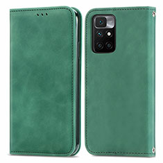 Custodia Portafoglio In Pelle Cover con Supporto S04D per Xiaomi Redmi 10 (2022) Verde