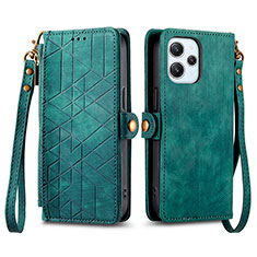 Custodia Portafoglio In Pelle Cover con Supporto S04D per Xiaomi Redmi 12 4G Verde