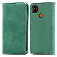 Custodia Portafoglio In Pelle Cover con Supporto S04D per Xiaomi Redmi 9 Activ Verde