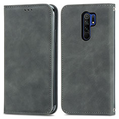 Custodia Portafoglio In Pelle Cover con Supporto S04D per Xiaomi Redmi 9 Grigio