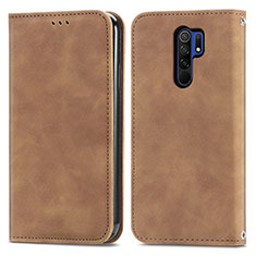 Custodia Portafoglio In Pelle Cover con Supporto S04D per Xiaomi Redmi 9 Marrone