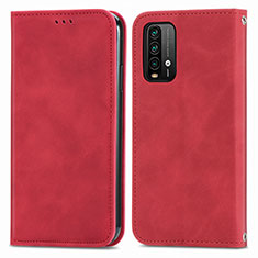 Custodia Portafoglio In Pelle Cover con Supporto S04D per Xiaomi Redmi 9 Power Rosso