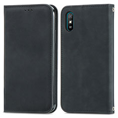 Custodia Portafoglio In Pelle Cover con Supporto S04D per Xiaomi Redmi 9i Nero