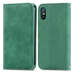 Custodia Portafoglio In Pelle Cover con Supporto S04D per Xiaomi Redmi 9i Verde