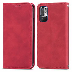 Custodia Portafoglio In Pelle Cover con Supporto S04D per Xiaomi Redmi Note 10 5G Rosso