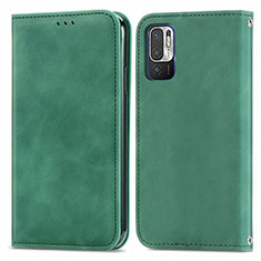 Custodia Portafoglio In Pelle Cover con Supporto S04D per Xiaomi Redmi Note 10 5G Verde