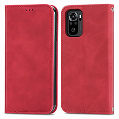 Custodia Portafoglio In Pelle Cover con Supporto S04D per Xiaomi Redmi Note 10S 4G Rosso