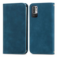 Custodia Portafoglio In Pelle Cover con Supporto S04D per Xiaomi Redmi Note 10T 5G Blu