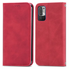 Custodia Portafoglio In Pelle Cover con Supporto S04D per Xiaomi Redmi Note 10T 5G Rosso