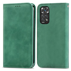 Custodia Portafoglio In Pelle Cover con Supporto S04D per Xiaomi Redmi Note 11 4G (2022) Verde