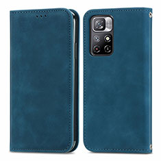 Custodia Portafoglio In Pelle Cover con Supporto S04D per Xiaomi Redmi Note 11 5G Blu