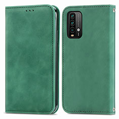 Custodia Portafoglio In Pelle Cover con Supporto S04D per Xiaomi Redmi Note 9 4G Verde