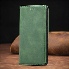 Custodia Portafoglio In Pelle Cover con Supporto S04D per Xiaomi Redmi Note 9 5G Verde