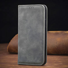 Custodia Portafoglio In Pelle Cover con Supporto S04D per Xiaomi Redmi Note 9T 5G Grigio