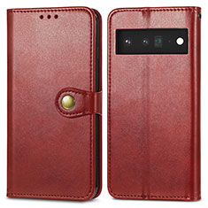 Custodia Portafoglio In Pelle Cover con Supporto S05D per Google Pixel 6 Pro 5G Rosso