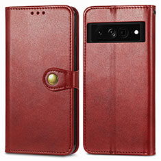 Custodia Portafoglio In Pelle Cover con Supporto S05D per Google Pixel 7 Pro 5G Rosso