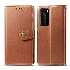 Custodia Portafoglio In Pelle Cover con Supporto S05D per Huawei P40 Pro Marrone