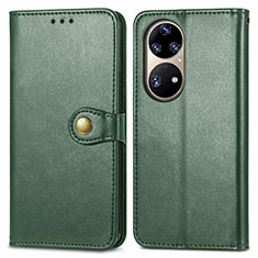 Custodia Portafoglio In Pelle Cover con Supporto S05D per Huawei P50 Verde