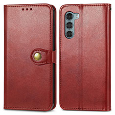 Custodia Portafoglio In Pelle Cover con Supporto S05D per Motorola Moto Edge S30 5G Rosso