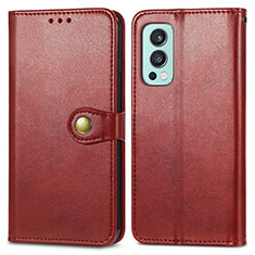 Custodia Portafoglio In Pelle Cover con Supporto S05D per OnePlus Nord 2 5G Rosso