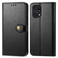 Custodia Portafoglio In Pelle Cover con Supporto S05D per Oppo Find X5 Pro 5G Nero