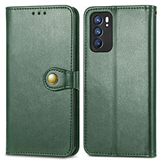 Custodia Portafoglio In Pelle Cover con Supporto S05D per Oppo Reno6 5G Verde