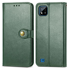 Custodia Portafoglio In Pelle Cover con Supporto S05D per Realme C20 Verde