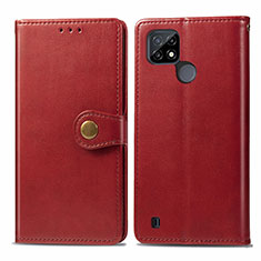 Custodia Portafoglio In Pelle Cover con Supporto S05D per Realme C25Y India Rosso