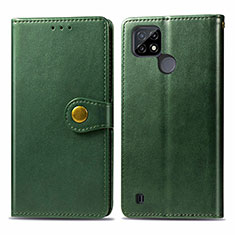 Custodia Portafoglio In Pelle Cover con Supporto S05D per Realme C25Y India Verde