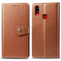 Custodia Portafoglio In Pelle Cover con Supporto S05D per Samsung Galaxy A10s Marrone