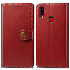 Custodia Portafoglio In Pelle Cover con Supporto S05D per Samsung Galaxy A10s Rosso