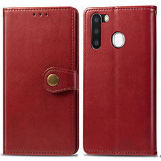 Custodia Portafoglio In Pelle Cover con Supporto S05D per Samsung Galaxy A21 European Rosso