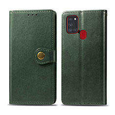 Custodia Portafoglio In Pelle Cover con Supporto S05D per Samsung Galaxy A21s Verde