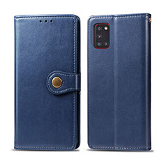 Custodia Portafoglio In Pelle Cover con Supporto S05D per Samsung Galaxy A31 Blu