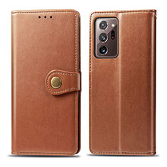 Custodia Portafoglio In Pelle Cover con Supporto S05D per Samsung Galaxy Note 20 Ultra 5G Marrone