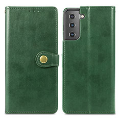 Custodia Portafoglio In Pelle Cover con Supporto S05D per Samsung Galaxy S21 5G Verde